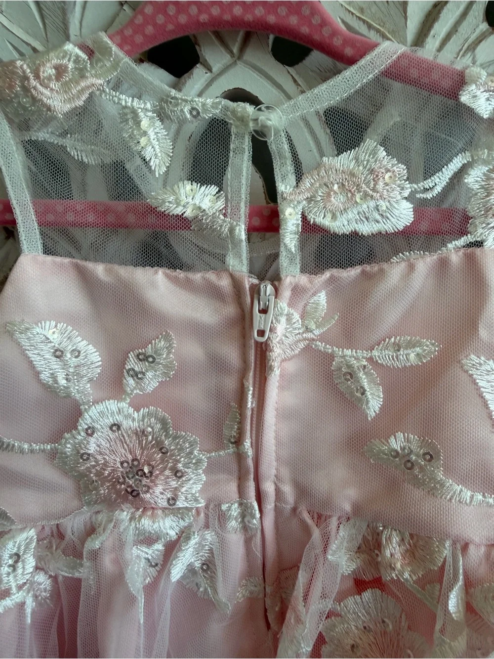 Rare Editions Girls 24M Pink Embroidered Tulle Formal Dress